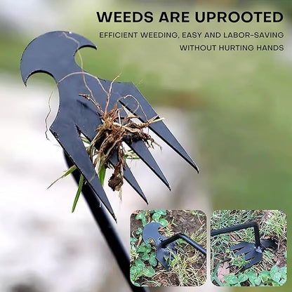Garden weeding tool 4-tooth manganese steel forged manual weeder Portable root weeding tool Suitable for vegetable gardening backyard farm planting 19.7-inch gardening weeding tool (2-pack)