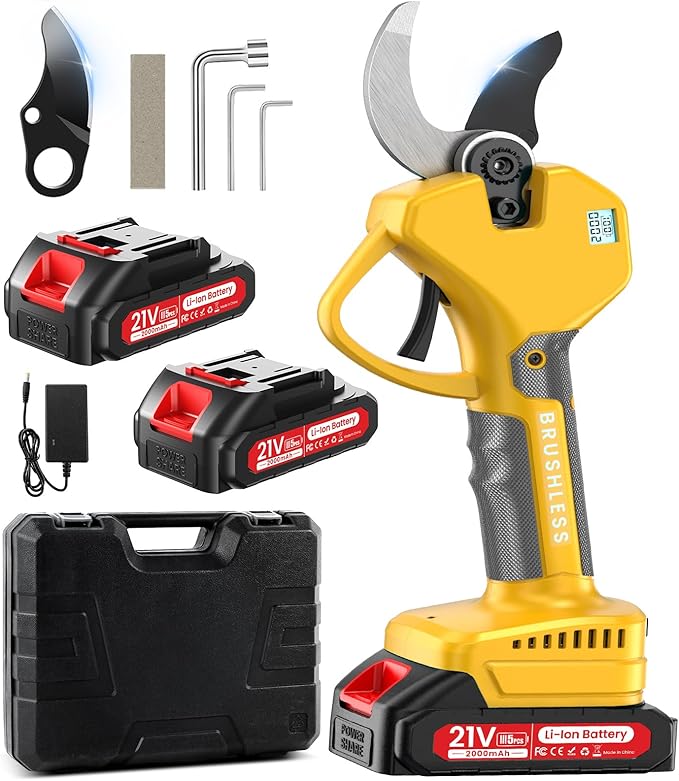 Electric Pruning Shears Cordless Pruner Shears Brushless 2.0 Inch Cutting Diameter with 2 * 2Ah Battery Pruning Shears Garden Tool for Tree Trimming Branch Cutter