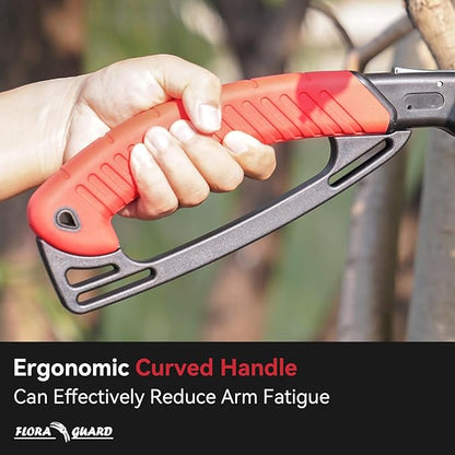 FLORA GUARD 10-Inch Folding Hand Saw, Heavy Duty Pruning Saw with Multi-Level Razer Teeth for Wood Cutting, Tree Trimming, Professional Camping Gardening Tools