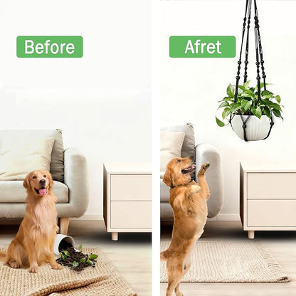 35 Inch Macrame Plant Hanger, Hanging Planter Basket with Wood Beads, Decorative Flower Pot Holder for Indoor Outdoor Boho Home Decor, Set of 2 (Black)