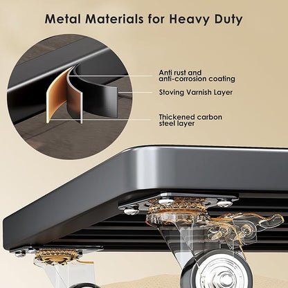 18" Square Plant Stand with Wheels Heavy Duty,Large Metal Plant Caddy Indoor Outdoor Use,Rolling Plant Dolly with Industrial Casters,Rust-Proof Black Plant Tray for Large Planters Pots,2-Pack