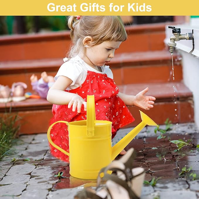 Finderomend Metal Watering Can 1.5L/51oz, Iron Art for Outdoor Plants, Yellow