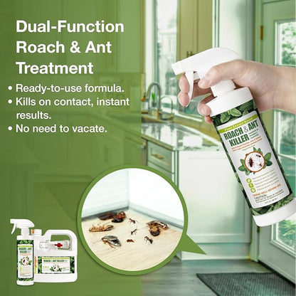 EcoVenger Roach & Ant Killer 16OZ, Kills on Contact, Extended 4-Week Deterrence, Kills Cockroaches, Ants & Other Indoor & Outdoor Crawling Insects, Peppermint Oil, Non-Toxic, Safe for Children & Pets