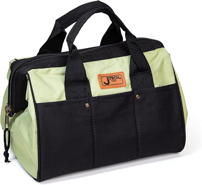 Jetech 17.5-Inch Heavy-Duty Electrician Tool Bag, Waterproof Top Wide Mouth Tools Storage Bag with Adjustable Shoulder Strap MultiPurpose Organizer Bag for Construction Gardening Man