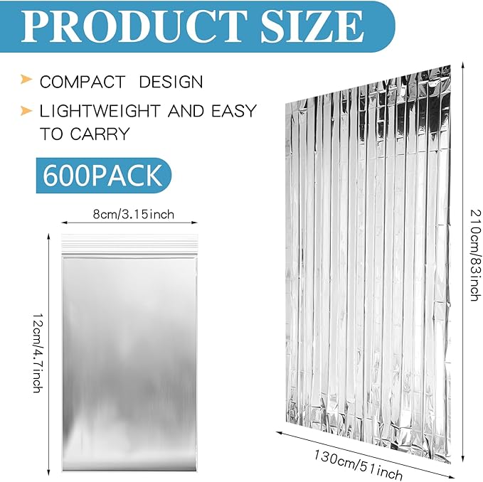 Macarrie Emergency Blanket Bulk Survival Thermal Silver Foil Reflective Blankets Pack for Cold Outdoors Camping Hiking First Aid Shelter Space Emergency Supplies Set