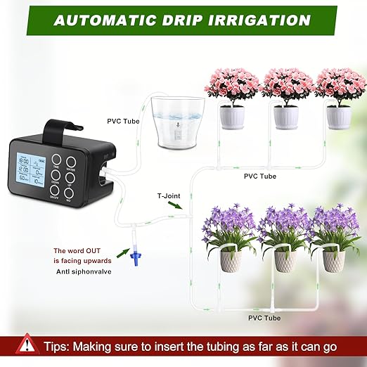 Automatic Plant Waterer Indoor: Drip Irrigation System with Large Display, Easy Programming, Vacation Plant Watering Devices for 15 Potted Plants, New Upgraded Christmas Tree Watering System