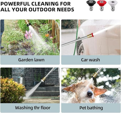 Upgraded Jet Nozzle Power Washer Wand Hose Nozzle, Adjustable Hydro Nozzle Wands 18-33 inch, Jet High Pressure Water Hose Sprayer with 5 Tips for Garden, Patio, Floor & Car, Blue