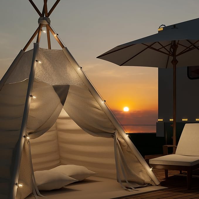 Outdoor String Lights ,150 FT Led Patio Globe Lights with Plastic Bulbs,Waterproof,Shatterproof,G40 Outdoor String Lights,Connectable Hanging for Backyard, Bistro, Porch, Deck, Balcony,Tent (150ft)