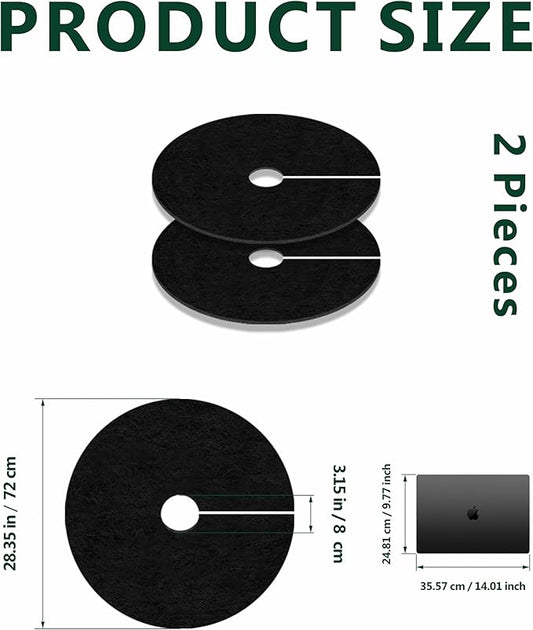 Mulch Tree Ring,28.35" 2 Pack Non-Woven Tree Mulch Ring,Reusable Tree Ring Mulch Mat,Degradable Weed Control Fabric Mat for Landscaping Weed Control Root Protection,Tree Barrier Ring