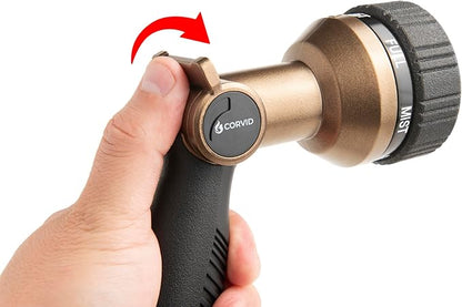 Thumb Control 8-Pattern Garden Hose Nozzle, High-Pressure Adjustable Spray with Ergonomic Soft-Grip Handle and Durable Metal Construction, Ideal for Lawn & Garden, Car Washing