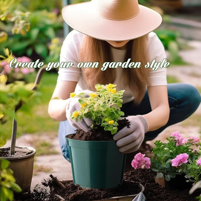 BTPLASTIK 8 Inch Plastic Plant Pots, 15 Pack Sturdy Nursery Pots with Drainage Holes, Flower Planter Pots for Indoor Outdoor, Garden Containers Sets for Vegetable Herbs Flowers, Green