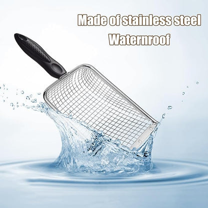 2 PCS Gardening Soil Sifter 3.8 & 5mm Mesh Stainless Steel Compost Sieves with Handle Portable Scoop Shovels for Soil, Rocks, Sand, Dirt
