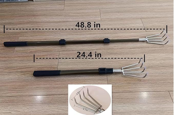 Stainless Steel Garden Claw rake Multifunctional rake, Lengthened Aluminum Alloy Handle, can be Used for Weeding and loosening The Soil in The Garden, and can Also be Used for Treasure Digging
