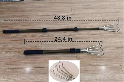 Stainless Steel Garden Claw rake Multifunctional rake, Lengthened Aluminum Alloy Handle, can be Used for Weeding and loosening The Soil in The Garden, and can Also be Used for Treasure Digging