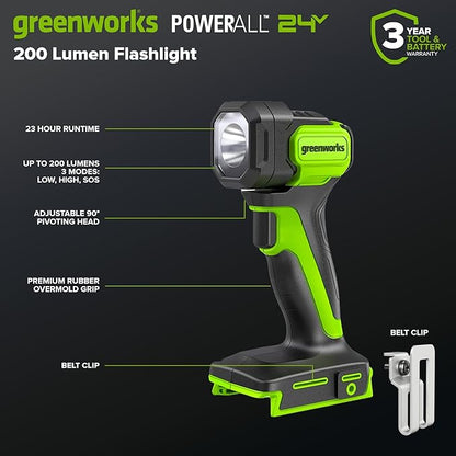 GREENWORKS 24V (4-TOOL) Combo (1/2” Drill + 1/4” Impact Driver + 6.5” Circular Saw + 200Lm Flashlight), 4.0Ah + 2.0Ah Batteries (24,000mAh Power Bank), (2) Braided Cables, 65W Rapid Charger