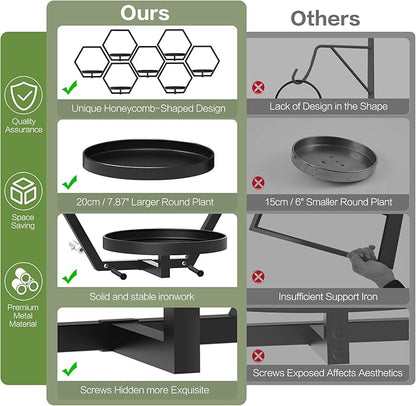 3 Packs Wall Planters for Indoor Plants, 7.9inch Metal Wall Plant Holder Hanger Wall Decor, Wall-Mounted Hanging Planters Window Plant Shelves Outdoor(Black)