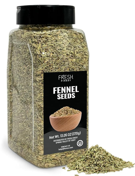 Fresh Finest Fennel Seeds, Premium Whole Fennel Seed for Cooking, Baking, Digestive Health, Non GMO, All Natural - 370G (13.05oz)