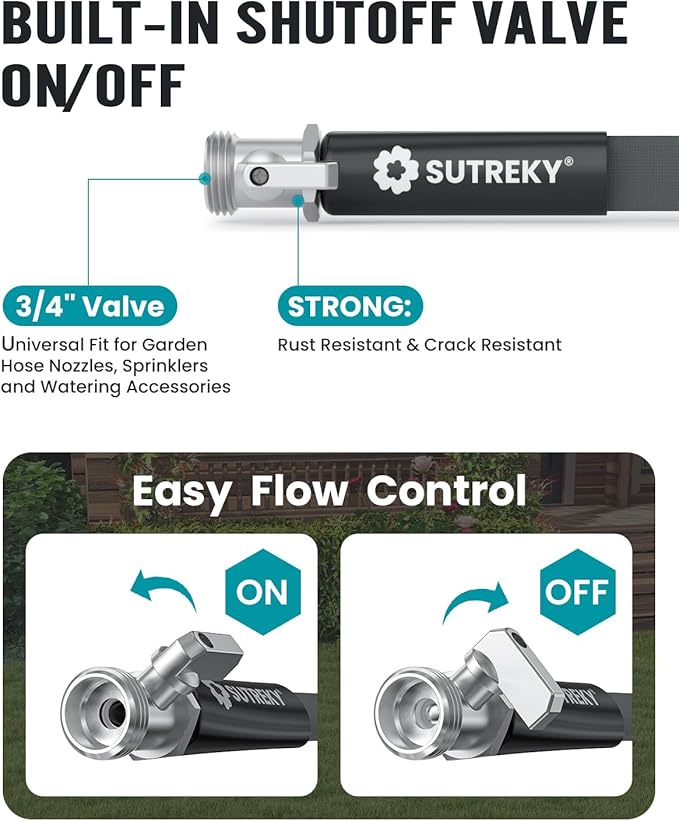 100ft Garden Hose, Ultra Lightweight All-Weather Water Hose, Durable & Flexible, Built-in Valve, Leak-free Connections, TPU Water Hose, Drinking Water Safe