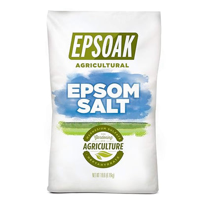 Epsoak Epsom Salt - 18 lb. Resealable Bulk Bag Agricultural Grade Epsom Salt for Gardening and Lawn Care