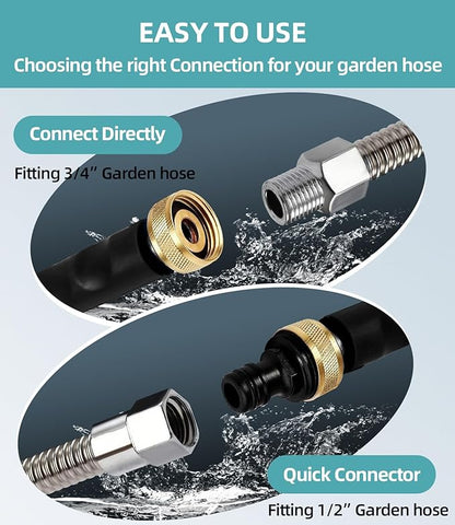 Jet Nozzle Power Washer Wand Hose Nozzle, Hydro Jet High Pressure Washer Tools with 3 Different Nozzles, 3-In-1 Power Wand, Hose Quick Connectors For Car Pet Window Washing, Black