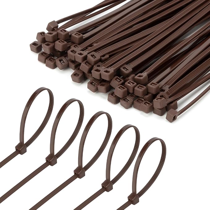 8 Inch Brown Zip Tie 1000 PCS, 40 Lbs - Small to Medium Zip Tie, Nylon PA66 UV Resistant Cable Tie Heavy Duty for Indoor and Outdoor Use - Ideal for bundling and securing objects