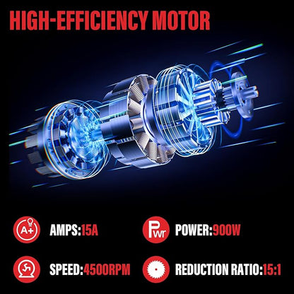 MZK Electric Wood Chipper, 15 Amp Wood Chipper Shredder, with 45L Collection Bag and Push Stick, 1.8 Inch Cutting Diameter for Garden Branches