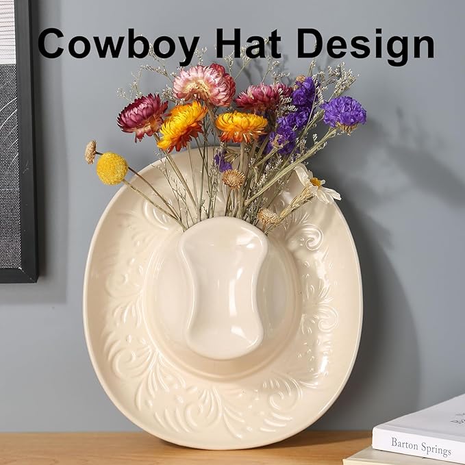 Hanging Wall planters for Indoor Plants, Ceramic Cowboy Wall vases for Flowers, for Bathroom, Living Room, Office, and Home Decor.7.9 x 7.2 x 2.4IN