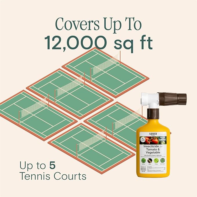 Organic Insecticide for Tomato, Fruits & Vegetables – 16oz Ready-to-Spray Hose-End – Controls Aphids, Mites, Thrips & Whiteflies – Harvest-Safe in 30 Minutes – Pollinator-Friendly Edible Garden Spray