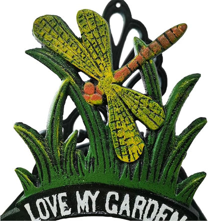 Decorative Garden Hose Holder, Hose Hanger, Heavy Duty Cast Iron Garden Yard Water Pipe Holds, Wall Mounted Hose Butler, Hose Rack Reel, 50FT 75FT 100FT Water Hose Bulter Storage (Dragonfly)