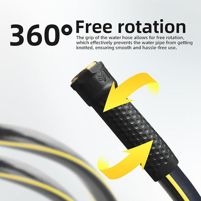 Solution4Patio Long Black Garden Hose 5/8 in. x 50 ft. -Kink Free, No Leaking, Male/Female Fittings -Heavy Duty Durable Flexible Lightweight Water Pipe -Brass Aluminum Ends for Household & Yard Use