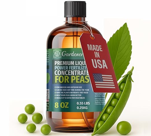 Liquid Power Peas Fertilizer - Professional Liquid Plant Food for Peas - Fast-Acting Concentrate for Growth, Strong Roots & High-Yield Harvest - 8 oz - Indoor & Outdoor Use