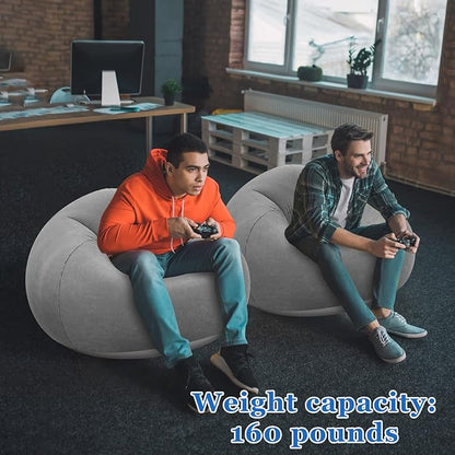 Realspring Inflatable Bean Bag Chairs Outdoor Blow up Camping Chairs Inflatable Lazy Sofa Folding Portable Bean Bag Loungers Couch for Movie Night(Dark Gray,2 Pcs)