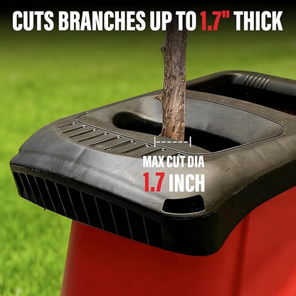 MZK 15 Amp Wood Chipper Shredder, Electric Mulcher Chipper Shredder with 55L Collecting Bin,1.8 Inch Cutting Diameter or Mulching, Composting and Yard Cleanup