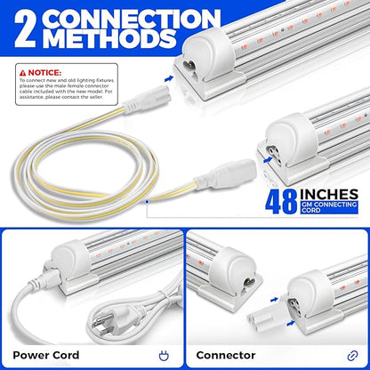 Barrina LED Grow Light, 252W(6 x 42W) 4ft T8, Full Spectrum, V-Shape with Reflector, Linkable Design, Plant Lights for Indoor Plants, 6-Pack