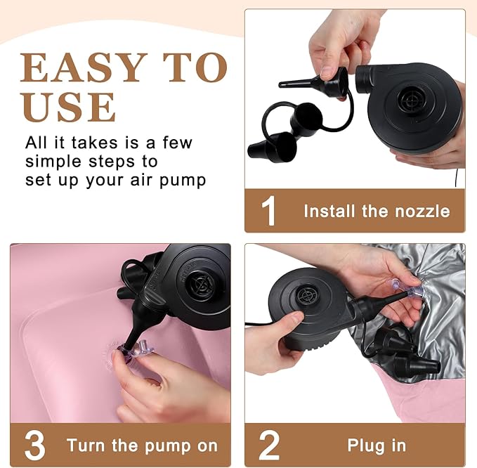 Realspring 12 Pcs Bean Bag Chairs for Adults Inflatable Chairs with Electric Air Pump,Blow up Couch Folding Portable Inflatable Couch Lazy Sofa for Reading Living Room Camping (Pink)