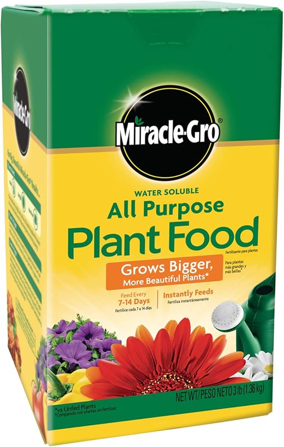 Miracle-Gro Water Soluble All Purpose Plant Food, Fertilizer for Indoor or Outdoor Flowers, Vegetables or Trees, 3 lbs.