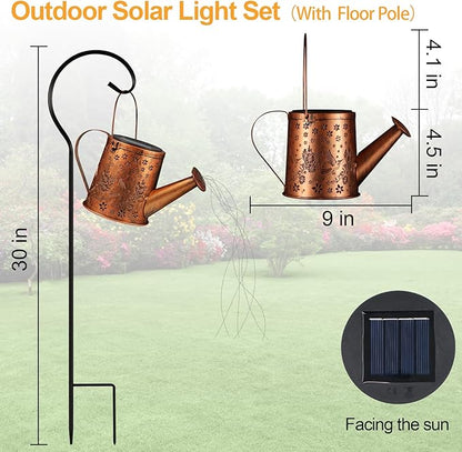 Solar Watering Can Light, Solar Powered Hanging Lantern Landscape Lights, Decorative Garden for Yard Waterproof Garden Decor, Gifts for Mom, Grandma（02-Hummingbird）