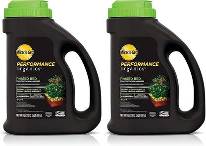 Miracle-Gro Performance Organics Raised Bed Plant Nutrition Granules - Plant Food with Natural & Organic Ingredients, for Vegetables, Fruits, Herbs and Flowers in Raised Beds, 2.5 lbs. (Pack of 2)