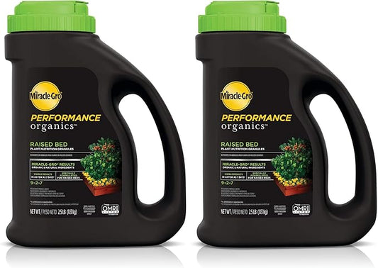 Miracle-Gro Performance Organics Raised Bed Plant Nutrition Granules - Plant Food with Natural & Organic Ingredients, for Vegetables, Fruits, Herbs and Flowers in Raised Beds, 2.5 lbs. (Pack of 2)