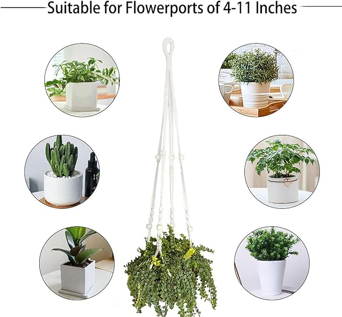 2 Pack Plant Hanger - 29.5" & 23.5" Hanging Planters, Handmade Cotton Rope Plant Holder Fits 3.9"-11.8" Flower Pots Indoor & Outdoor Boho Home Decor (POTS NOT Included)