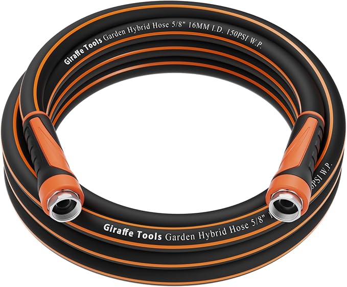 Giraffe Tools Garden Leader Hose 15ft x 5/8", Short Water Hose Heavy Duty, Flexible, Lightweight Hybrid Hose with Swivel Handle, Double Female Fittings, Burst 600 PSI