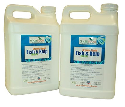 Omri Listed Fish & Kelp Fertilizer by GS Plant Foods (5 Gallons) - Organic Fertilizer for Vegetables, Trees, Lawns, Shrubs, Flowers, Seeds & Plants - Hydrolyzed Fish and Seaweed Blend (5 Gallon)