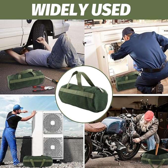 Tool Bag, Portable Multi-Purpose Canvas Tools Organizer, Heavy Duty Storage Handbag Tote Bag with Sturdy Bottom, Wide Mouth Tool Bags for Electricians, Carpenter(COLOR:Round, 45 x 20cm)