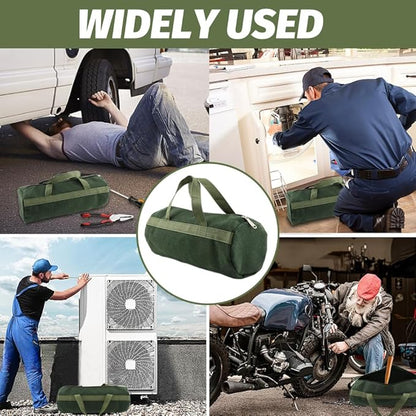 Tool Bag, Portable Multi-Purpose Canvas Tools Organizer, Heavy Duty Storage Handbag Tote Bag with Sturdy Bottom, Wide Mouth Tool Bags for Electricians, Carpenter(COLOR:Round, 45 x 20cm)