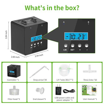 Plant Watering Devices, 20 Potted Indoor Houseplants Support, Plant Watering Devices, Auto Drip Irrigation Kit Programmable Water Timer