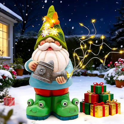 Solar Watering Can Gnome Light Waterproof -Christmas Funny Gnome for Mom Women Solar Outdoor LED Lights Resin Large Garden Gnomes Statues Decor Lantern Figurines Decorations Indoor Porch