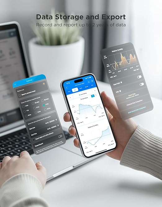 GoveeLife 2.0 WiFi Hygrometer Thermometer 3 Pack, Smart Humidity Temperature Sensor with App Notifications, Temperature Humidity for Bedroom, Wine Cellar, Basements(Only Support 2.4G Wi-Fi)