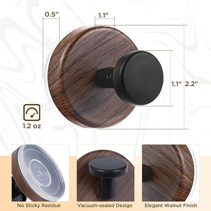 OUTXE Suction Cup Wreath Hanger, Heavy Duty Reef Hook for Front Door/Glass Window/Over Door/Outdoor, Christmas/Thanksgiving/Halloween/July 4th/Easter/Valentine/Fall/Summer/Spring (Walnut, 2-Pack)