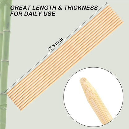 Natural Bamboo Smores Sticks 17.5", 40 PCS Marshmallow Roasting Skewers, Extra Long 5MM Thick Heavy Duty Wooden S'more Sticks for Grilling, Camping Fire, Caramel Candy Apple, Hot Dog