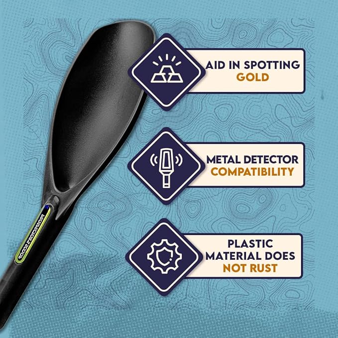SE Black Prospector's Scoop - 12.5" Heavy-Duty Plastic Tool for Metal Detecting, Gold Panning, Treasure Hunting, and Gardening